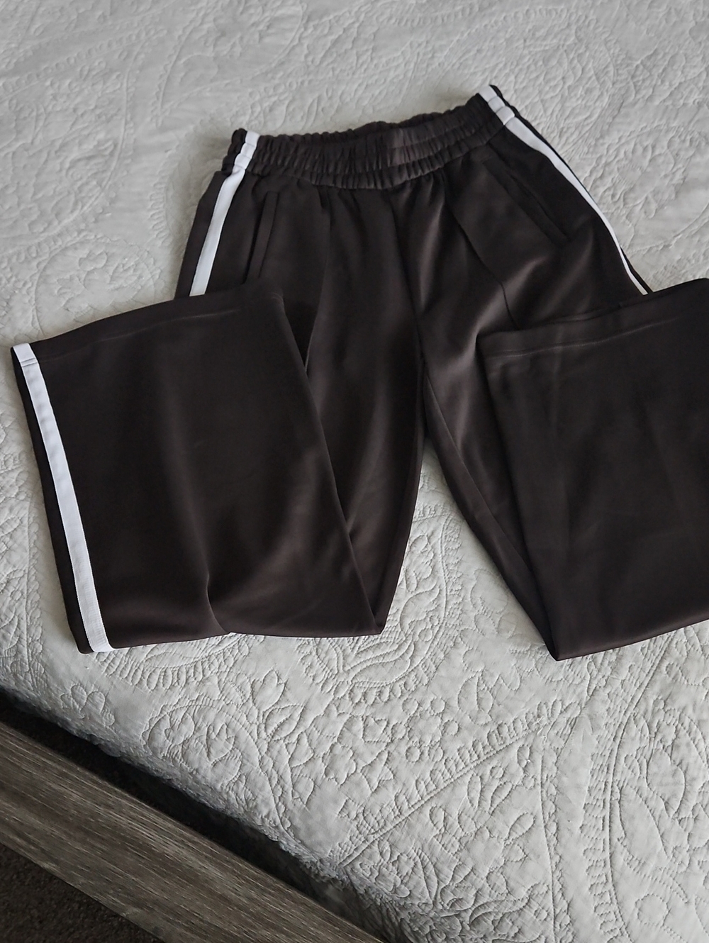 Athleta Brown Track Pants with White Side Stripes - Petite 28" Inseam